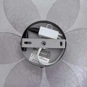 Candeeiro de Teto de Design Prateado com Vidro Fumê Canelado - Kemner