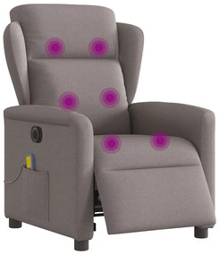 Poltrona reclinável massagens elétrica tecido cinza-acastanhado