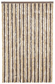 Cortina anti-insetos 118x220 cm chenille castanho-escuro e bege