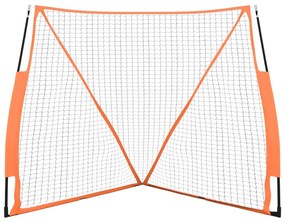 Rede basebol portátil 183x182x183cm aço/poliéster laranja/preto
