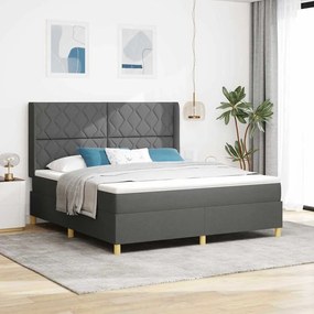 Cama Box Spring vidaXL com Colchão e LED Cinza Escuro 180x200 cm em Tecido