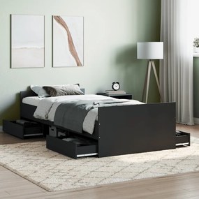 vidaXL Estrutura de cama c/ painéis cabeceira e pés 90x200 cm preto