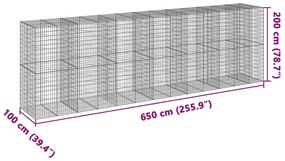 Cesto gabião com cobertura 650x100x200 cm ferro galvanizado