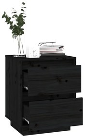 Mesas de cabeceira 2 pcs 40x35x50 cm pinho maciço preto