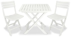 vidaXL Conjunto bistrô para jardim 3 pcs plástico branco