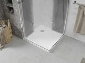 Mexen Lima Duo cabine de duche dobrável 90 x 90 cm, transparente, cromado + base de duche Flat - 856-090-090-01-02-4010