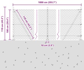 Cerca de Cadeia com 7 Postes Flangeados 1x10 m Aço Galvanizado