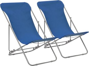 vidaXL Cadeiras de praia dobráveis 2 pcs aço e tecido oxford azul