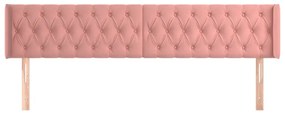 Cabeceira de cama c/ abas veludo 203x16x78/88 cm rosa