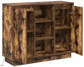 Aparador com LED Carvalho Fumado 90x32x75 cm Madeira Compensada