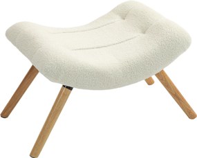 Pufe de sala, 60,5 x 45 x 38 cm, banco de sofá em tecido com pés em madeira de faia, assento almofadado, creme