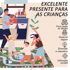 Tapete para Crianças Tapete Infantil com Desenho de Estrada e Antiderrapante 230x160 cm Verde