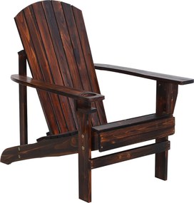 Cadeira  Jardim  Adirondack de Madeira com Apoio para os Braços Encosto Alto para Terraço Balcão Exterior 72,5x97x96cm Castanho