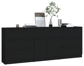 3 pcs aparadores derivados de madeira preto