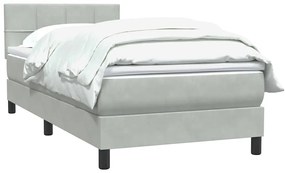 Cama com molas/colchão cinzento-claro 80x220 cm veludo