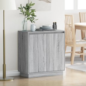 Aparador vidaXL com LED Cinza Sonoma 71x34,5x75 cm em madeira de engenharia