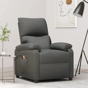 vidaXL Poltrona de massagens tecido cinzento-escuro
