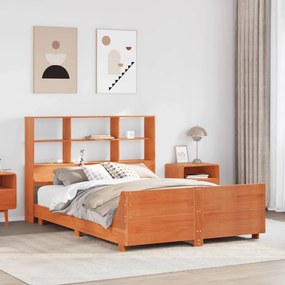 Cama sem colchão 120x190 cm madeira pinho maciça castanho-mel