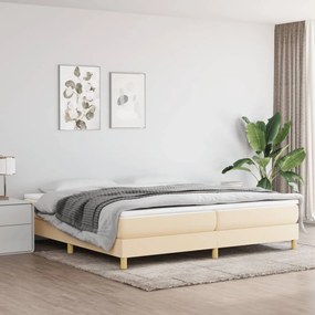 Estrutura de cama sem colchão 200x200 cm tecido cor creme