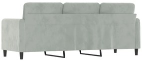 Sofá de 3 lugares 180 cm veludo cinzento-claro