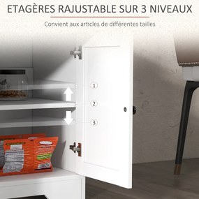 Aparador, móvel de arrumação 121 L x 37 l x 75 A cm, armário de cozinha de estilo rústico, com 2 gavetas e 2 portas, prateleiras com altura ajustável,