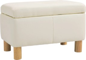Baú de Armazenamento para Dormitório 33L Puff de Armazenamento Estofado em PU Banco de Arrumação 60x38x40 cm Creme