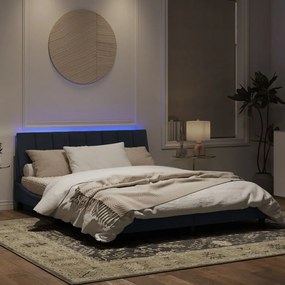 Estrutura de cama c/ luzes LED 160x200cm veludo cinzento-escuro