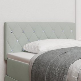 Cabeceira LED vidaXL com Botão de Cristal Estofado Cinzento-Claro 100 cm Veludo