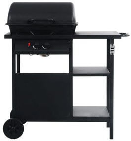 Grelhador/BBQ a gás com mesa de apoio 3 prateleiras preto