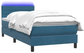 Cama com molas/colchão 80x220 cm veludo azul-escuro
