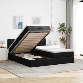 63 / 5,000vidaXL Estrutura de cama otomana com colchões tecido preto