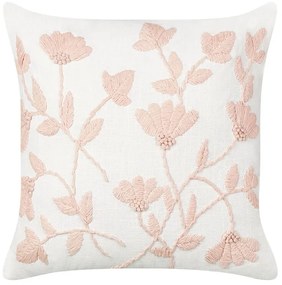 Almofada decorativa com padrão floral em algodão branco e rosa 45 x 45 cm LUDISIA Beliani