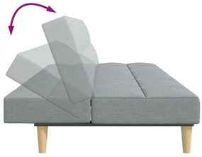 Sofá-cama de 2 lugares c/ apoio de pés tecido cinzento-claro
