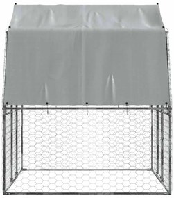 Gaiola para cães com telhado e porta aço galvanizado prateado