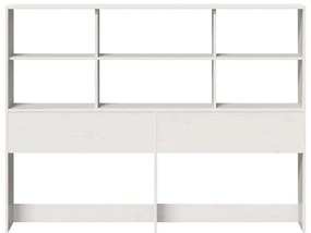 Cabeceira com arrumação 150 cm madeira de pinho maciça branco