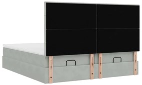 Estrutura cama otomana colchões 160x200cm veludo cinzento claro
