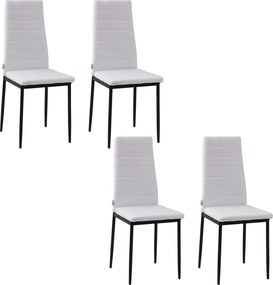Cadeiras para Mesa de Jantar (NÃO INCLUIDA) Conjunto de 4 Cadeira de Cozinha Estofadas em Linho e Pés de Metal 41x50x97cm Branco