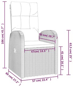 9 pcs conjunto de jantar p/ jardim c/ almofadões vime PE preto