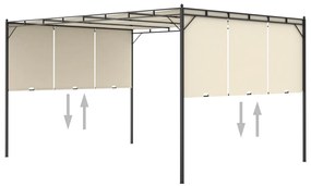 Gazebo de jardim com cortina lateral 4x3x2,25m cor creme