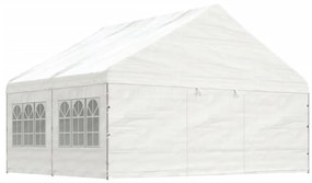 Gazebo com telhado 4,46x5,88x3,75 m polietileno branco