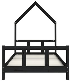 Estrutura de cama infantil 90x200 cm pinho maciço preto