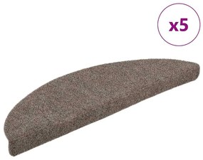 vidaXL Tapetes escada autoadesivos 5 pcs 56x17x3 cm agulhado creme
