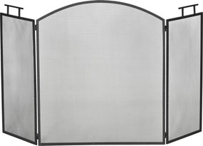 Proteção para lareira ou salamandra 110L x 24P x 76,5A cm Proteção contra faíscas com 3 abas dobráveis preta