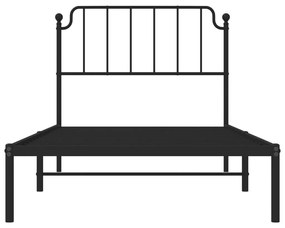 Estrutura de cama com cabeceira 100x190 cm metal preto