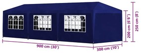 Tenda para festas 3x9 m azul