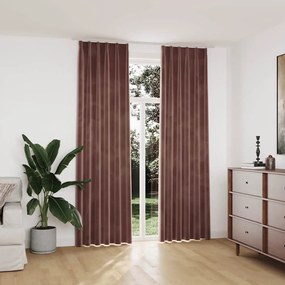 Cortinas blackout c/ ganchos 2 pcs 140x245cm veludo rosa antigo