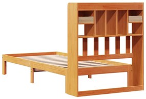 Cama com estante sem colchão 75x190cm pinho maciço castanho-mel