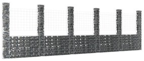 Cesto gabião em forma de U c/ 6 postes 620x20x200 cm ferro