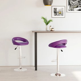 vidaXL Bancos de bar 2 pcs couro artificial roxo