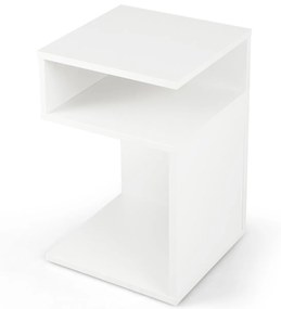 Mesa de cabeceira Mesa lateral em forma de S Sofá Mesa com 2 compartimentos abertos para sala 33 x 33 x 50 cm Branco